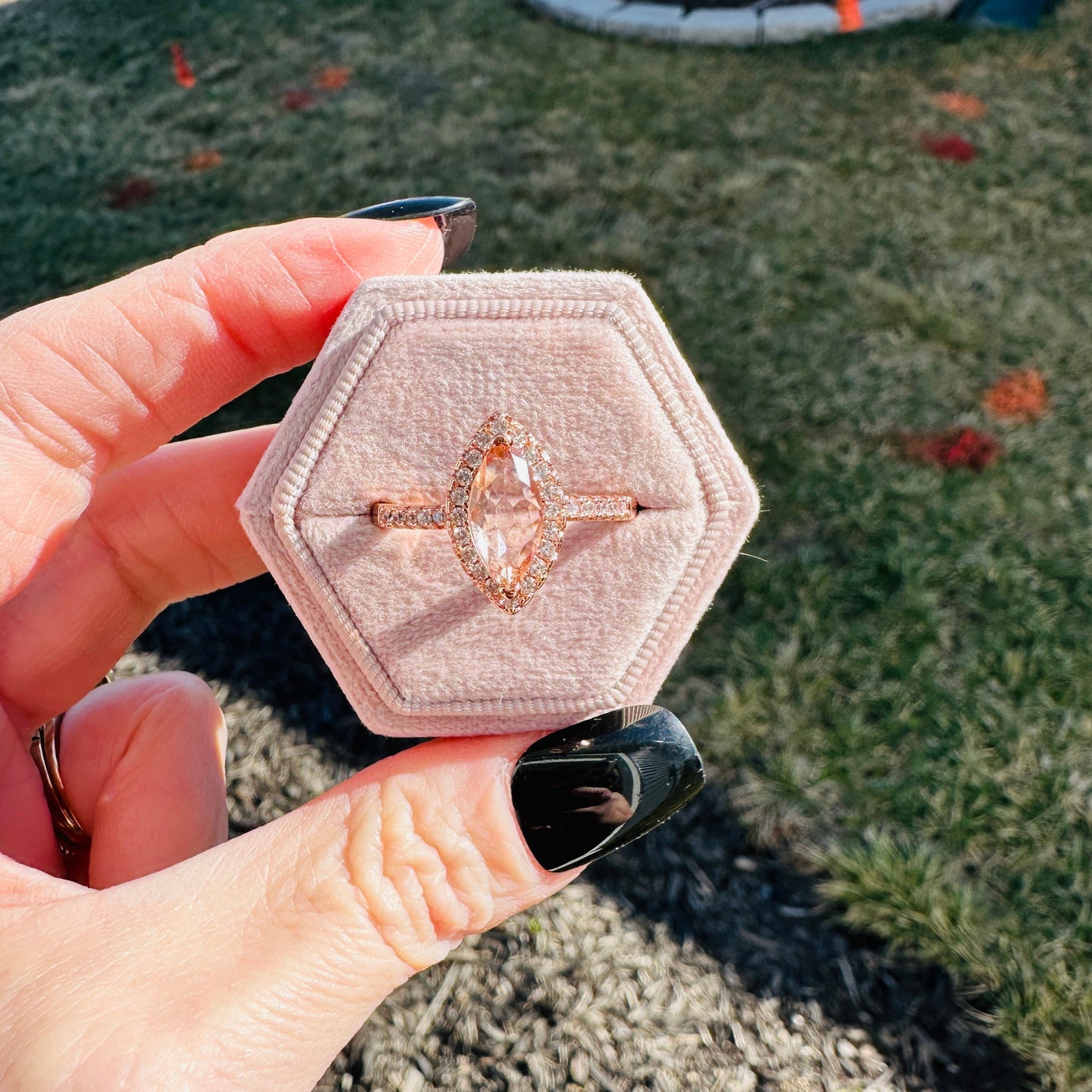 Blush Promise Marquise Halo Ring