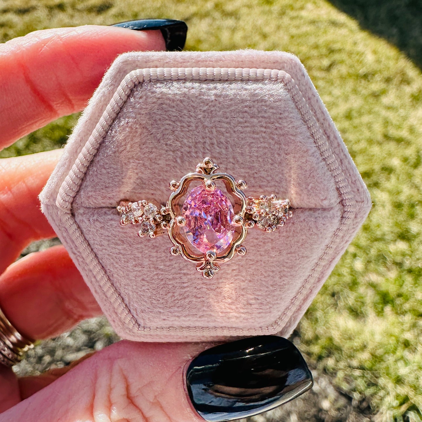 Jordin Sparkling Pink Rose Gold Ring