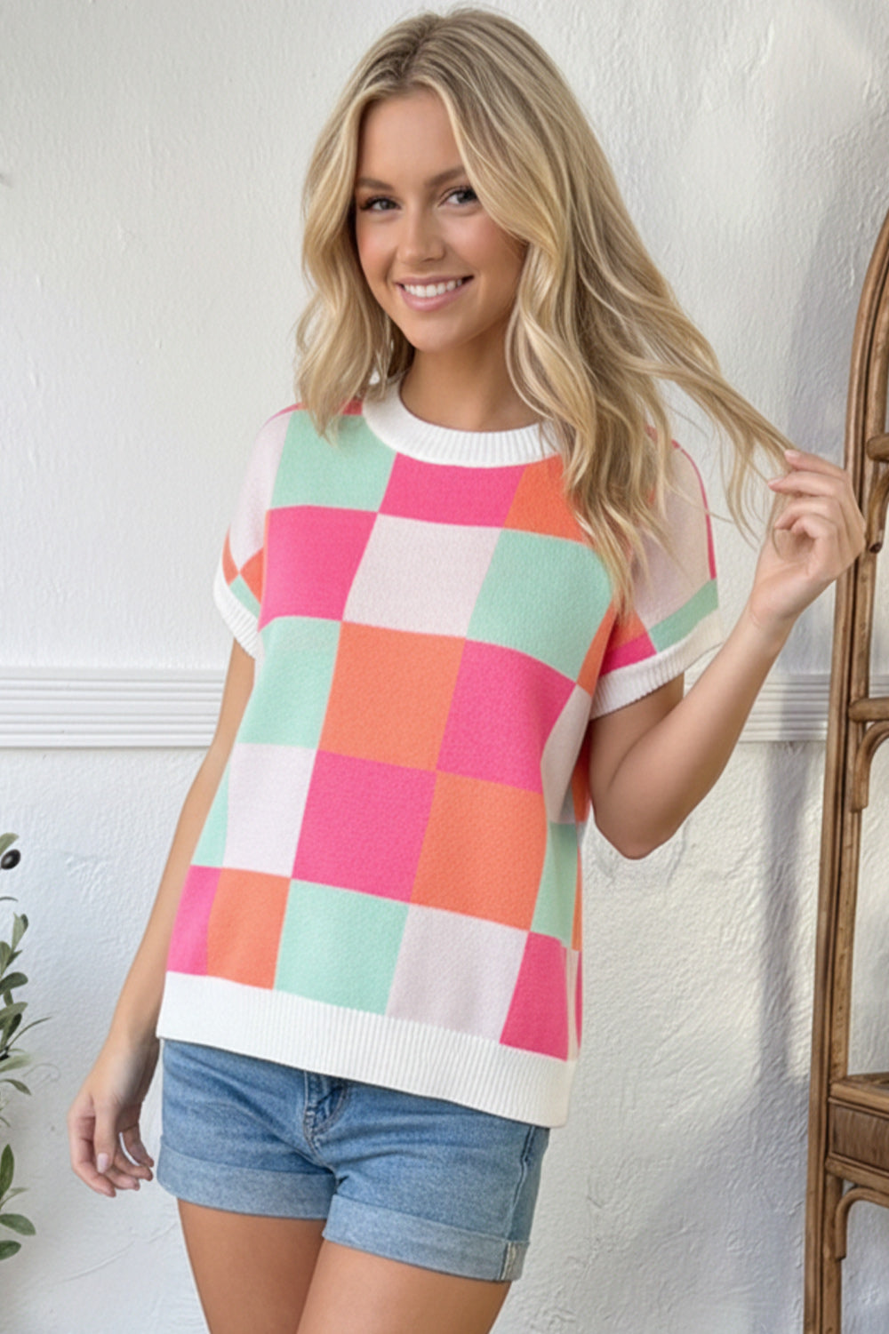 Hot Pink Sugar Rush Checkered Top