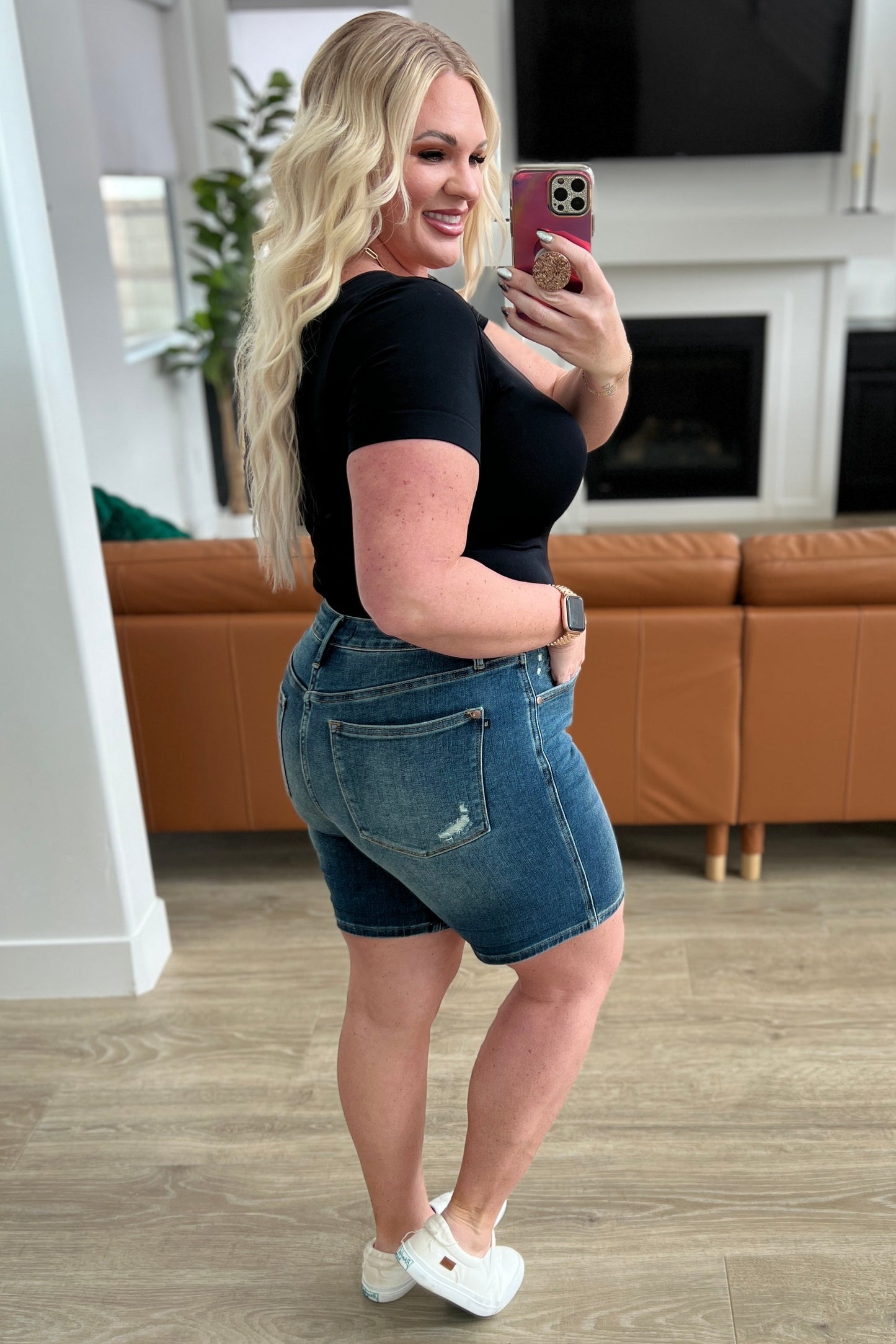 Jessie High Rise Rigid Magic Cutoff Shorts in White