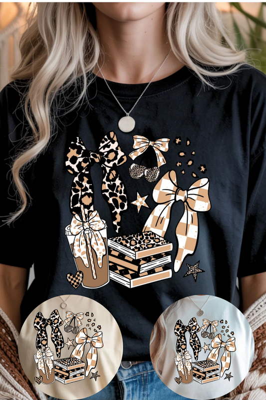 Books Bows Coffee T-Shirt