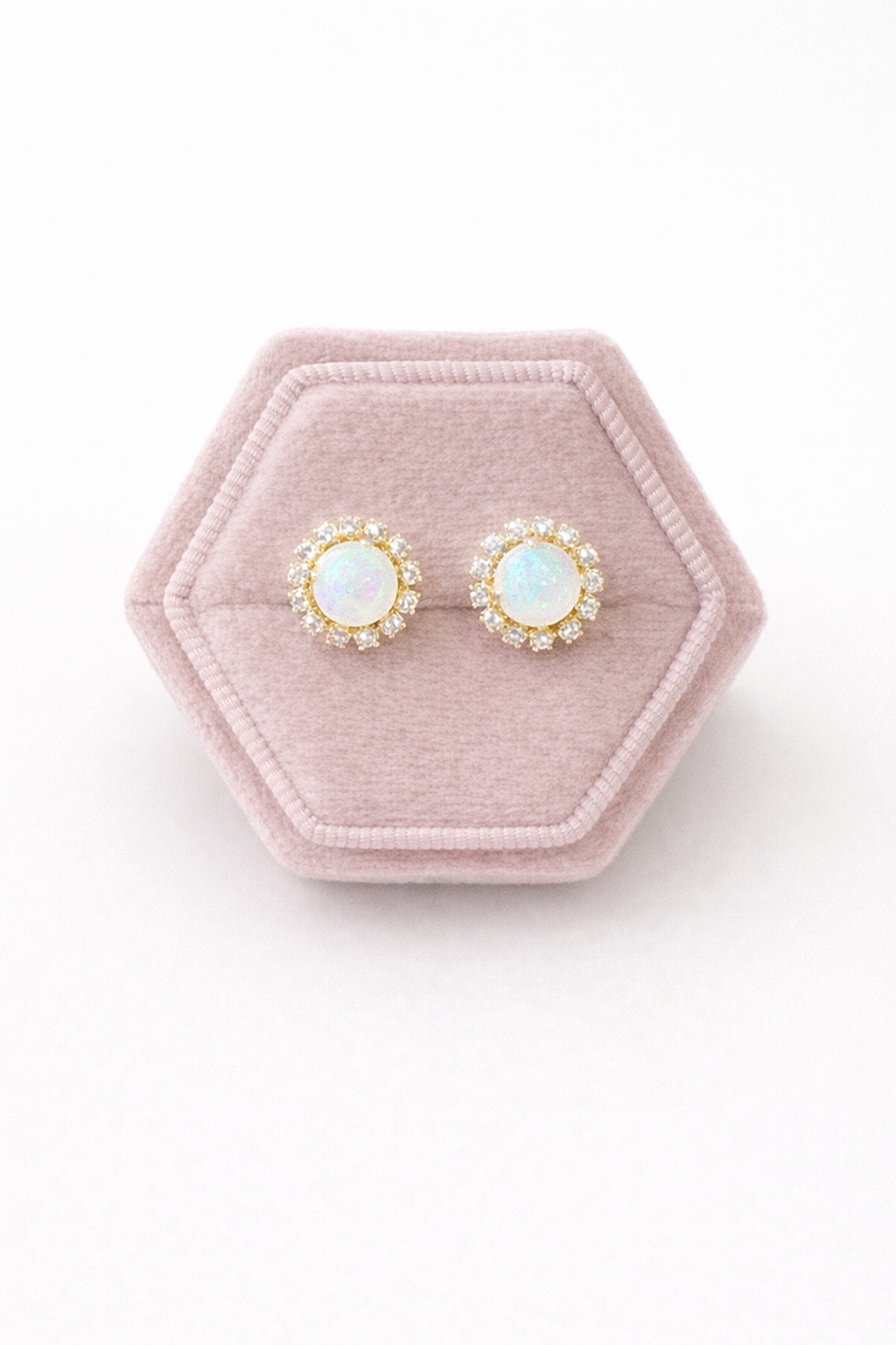 Aurora Opal Halo Stud Earrings- Gold
