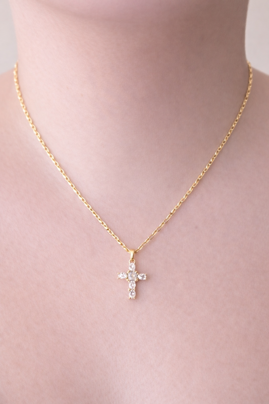 Crystal Cross Pendant Necklace- 18”