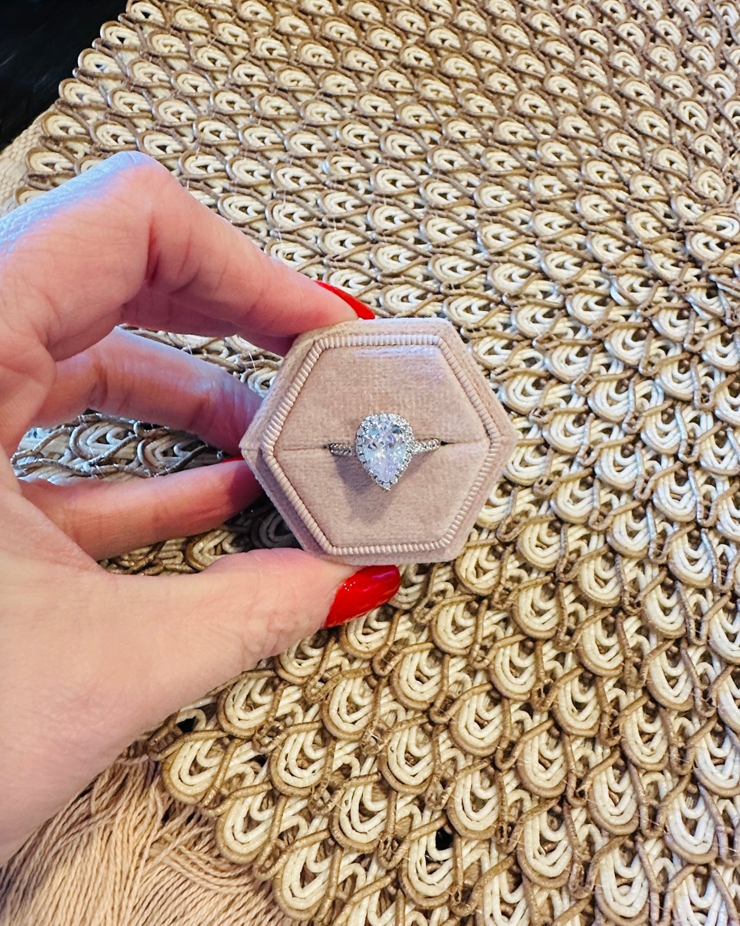 Francesca Pear Stone Ring-Silver
