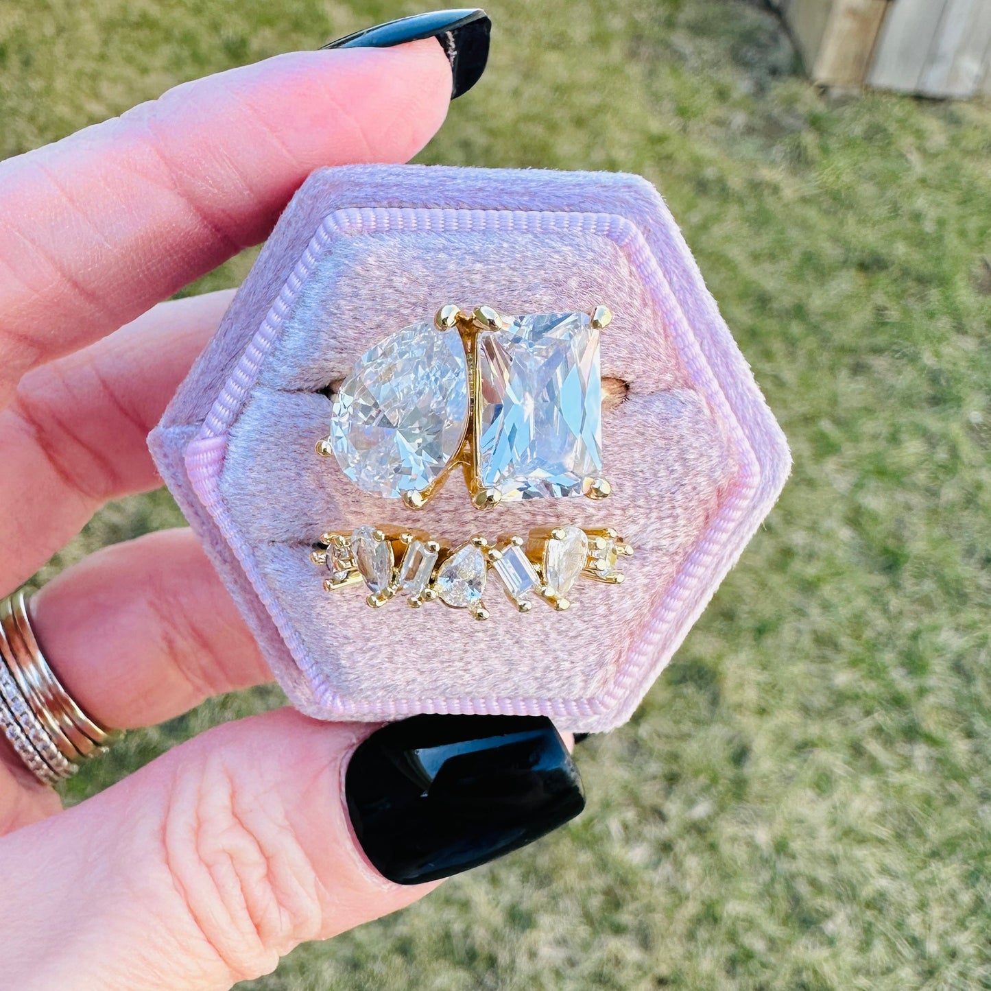 Toi et Moi 2 Piece Ring Set