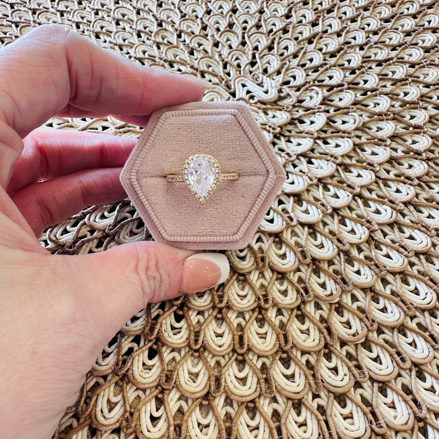 Francesca Pear Stone Ring-Gold