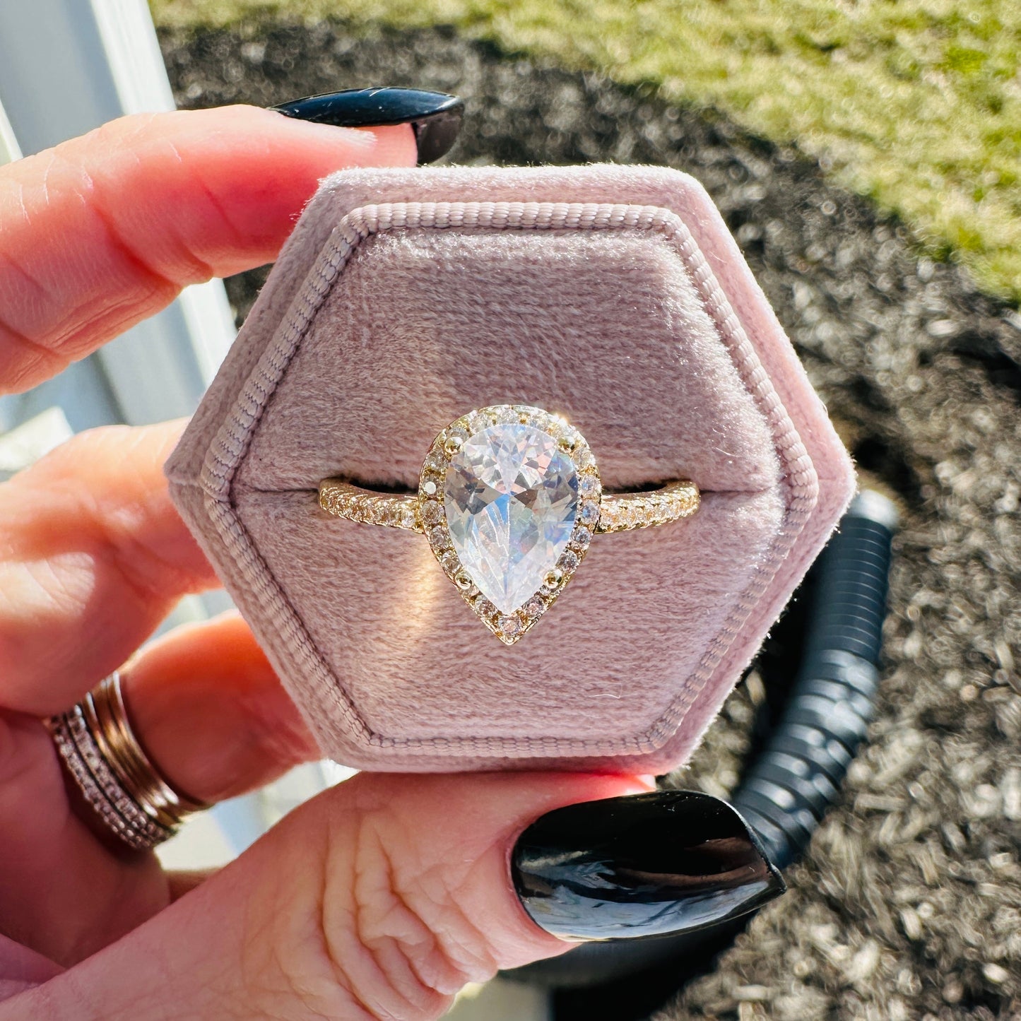 Francesca Pear Stone Ring-Gold