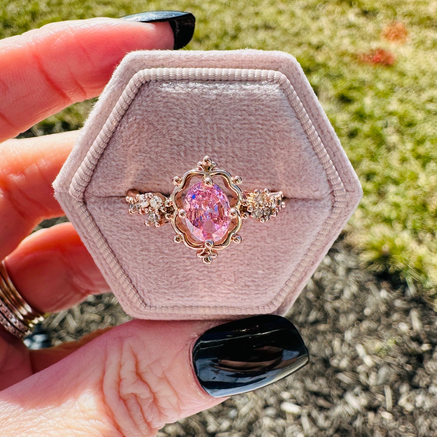 Jordin Sparkling Pink Rose Gold Ring