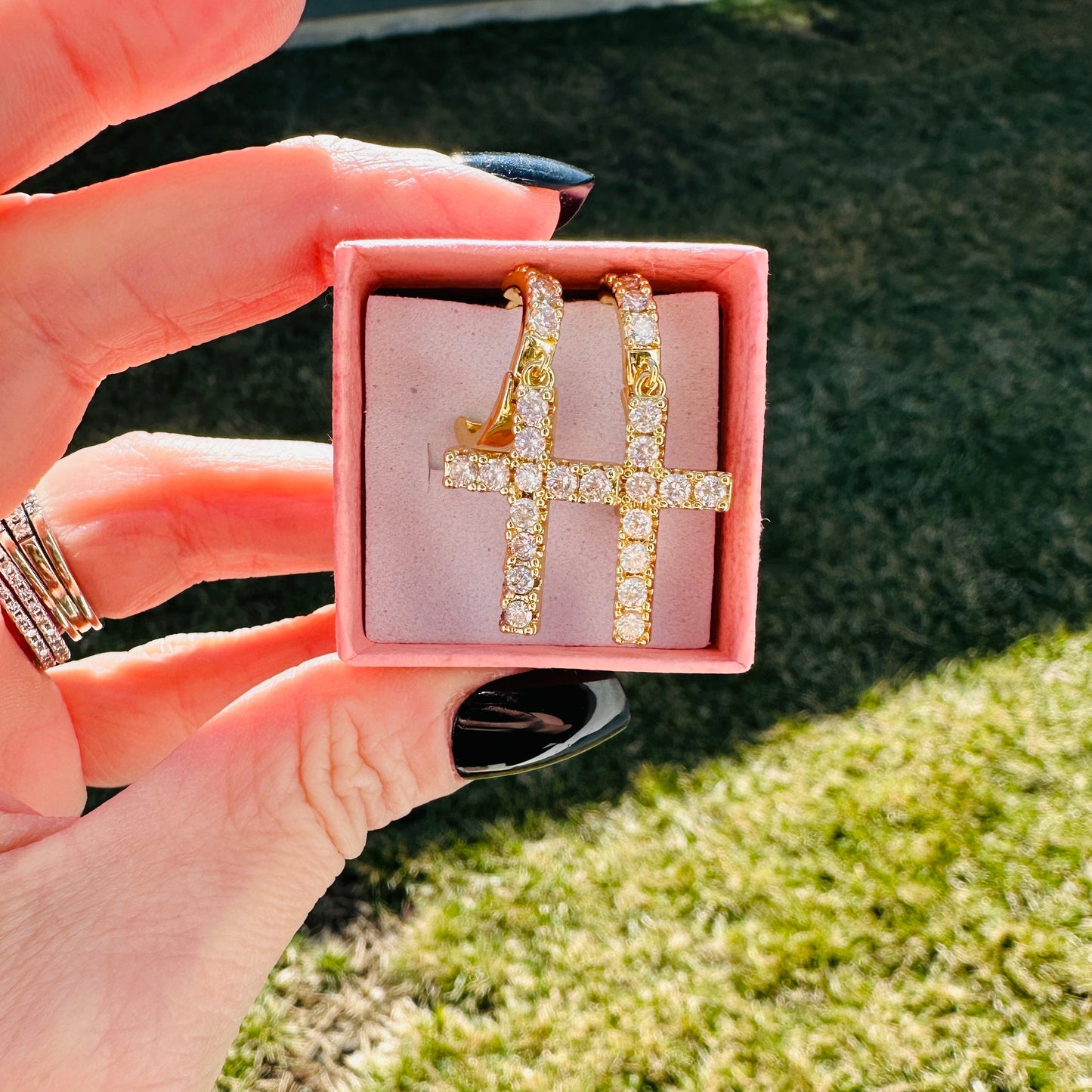 Angela Cross Earrings- Gold
