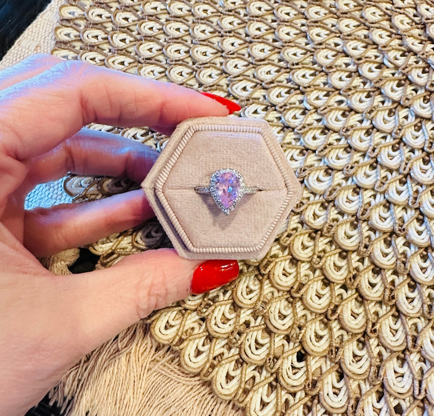 Francesca Pear Stone Ring-Pink