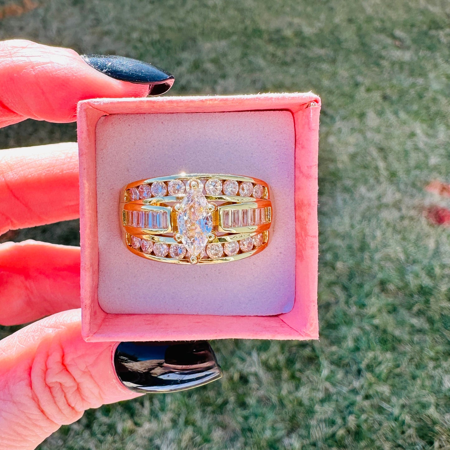 Victoria Marquise Cut Stacked Ring-Gold