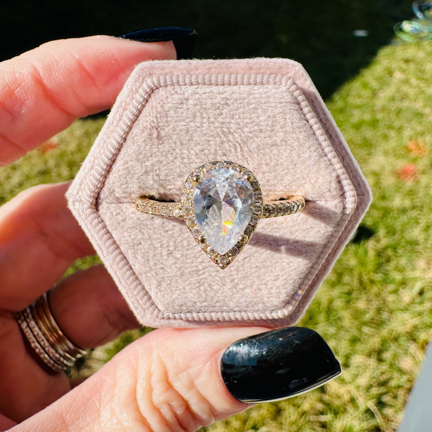 Francesca Pear Stone Ring-Gold