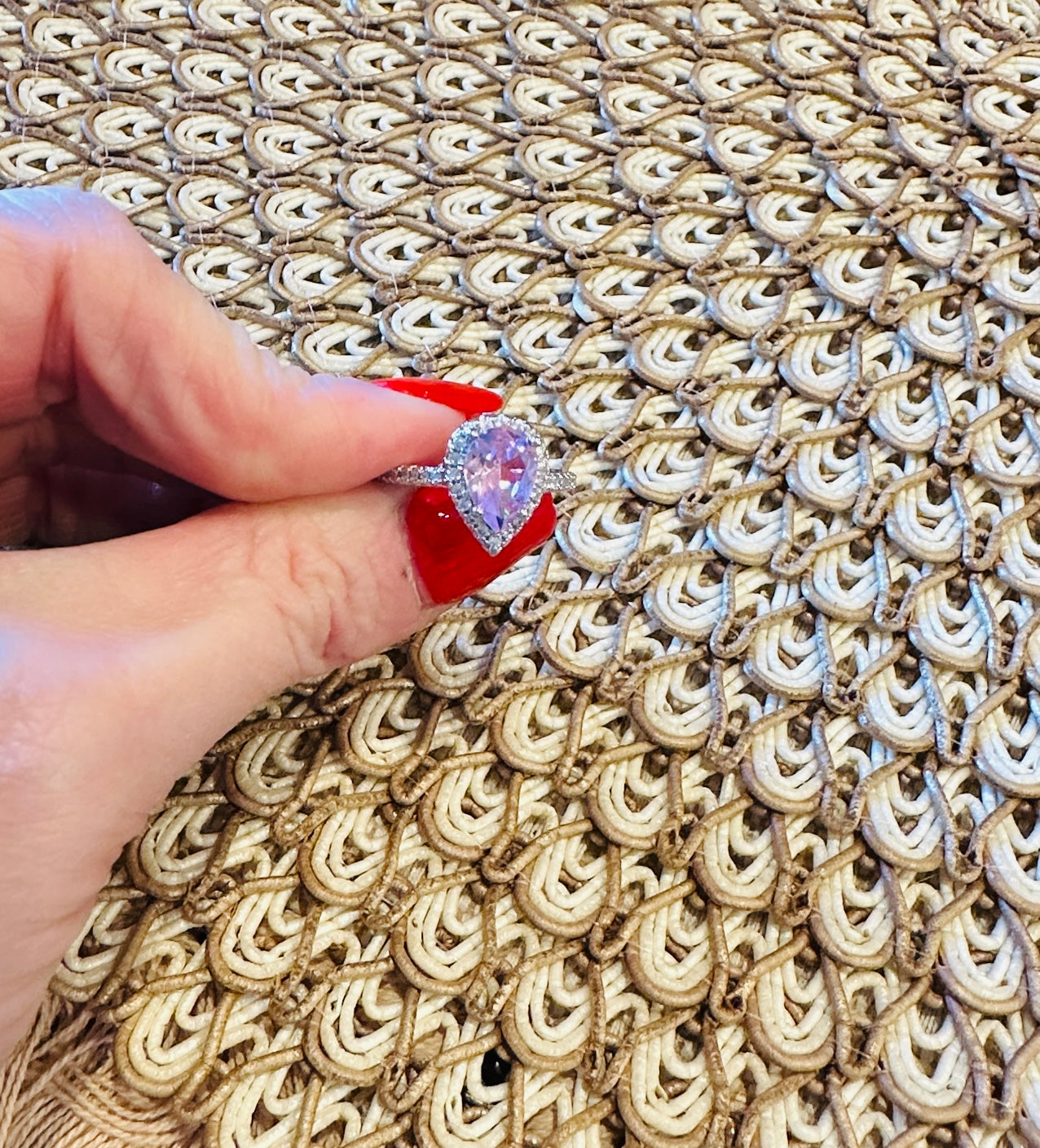 Francesca Pear Stone Ring-Pink