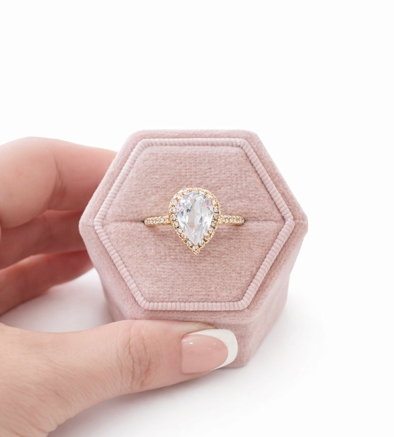 Francesca Pear Stone Ring-Gold