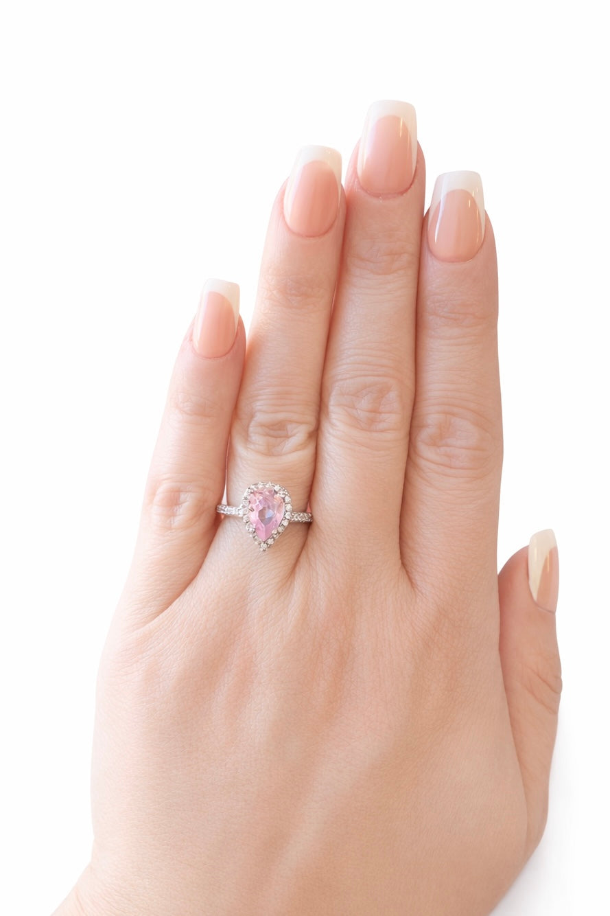 Francesca Pear Stone Ring-Pink