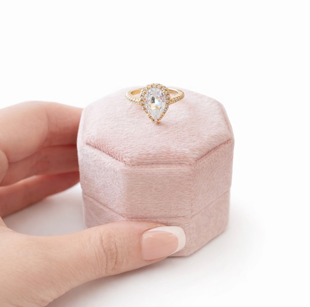 Francesca Pear Stone Ring-Gold