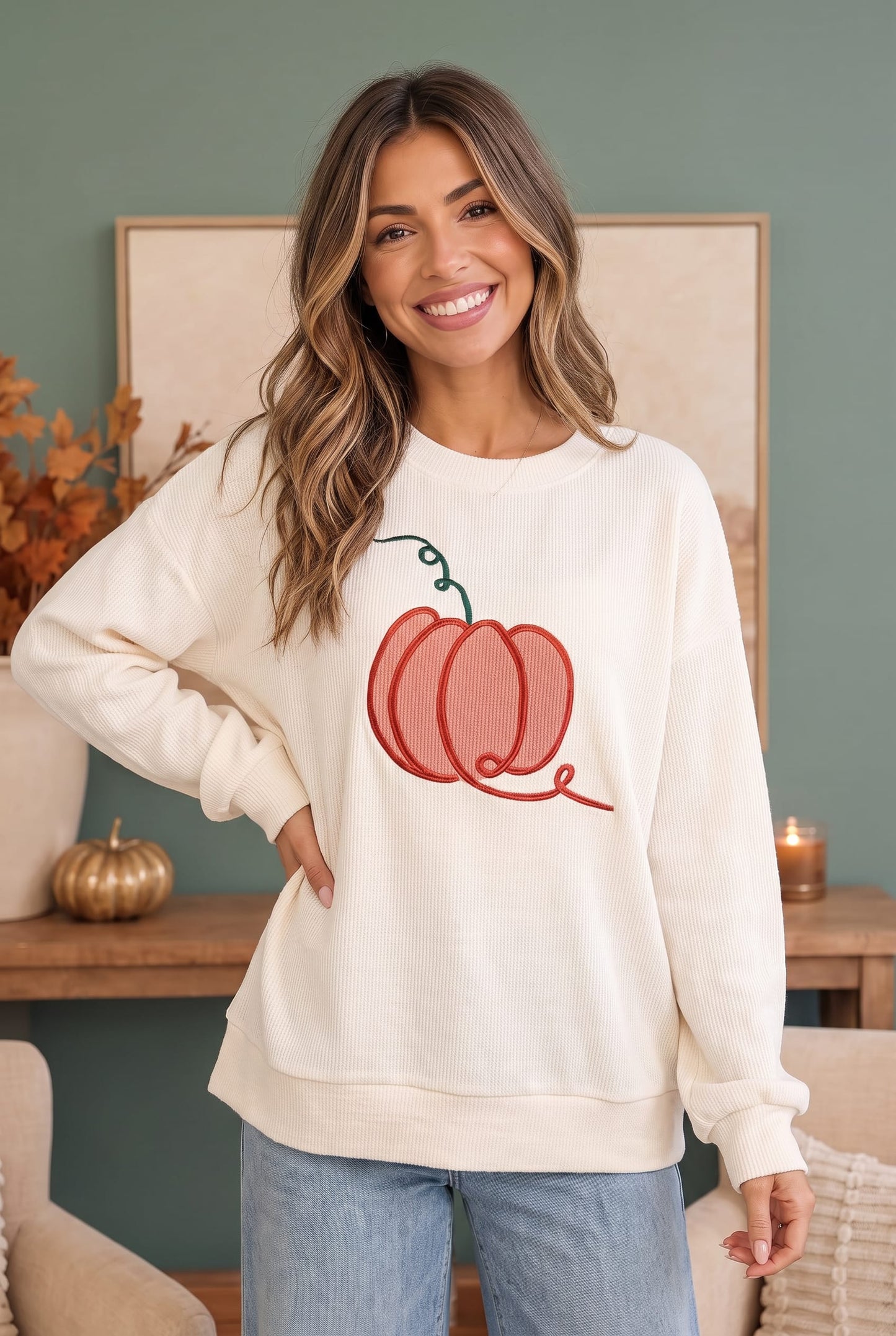 Pumpkin Patch Corded Sweatshirt