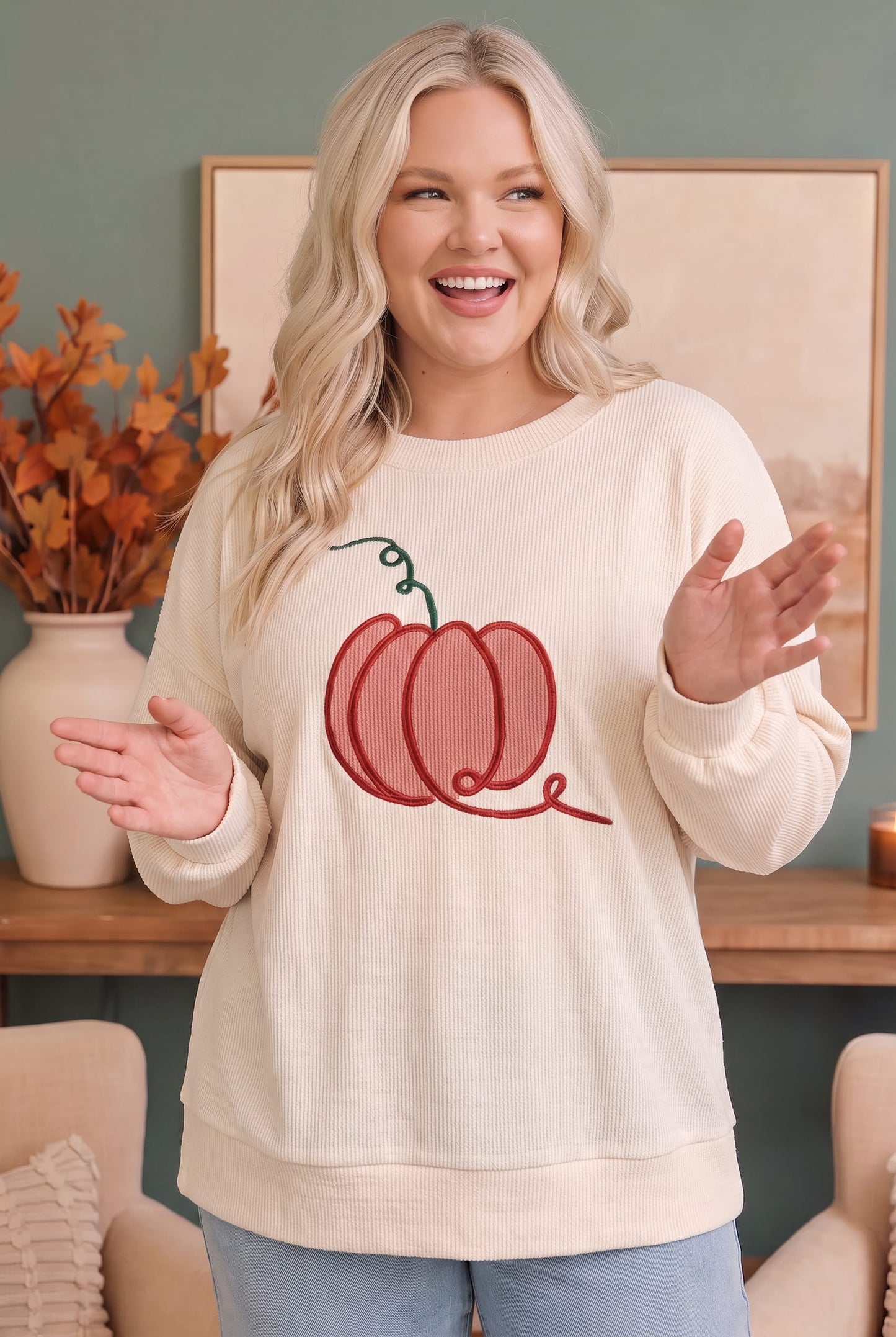 Pumpkin Patch Corded Sweatshirt