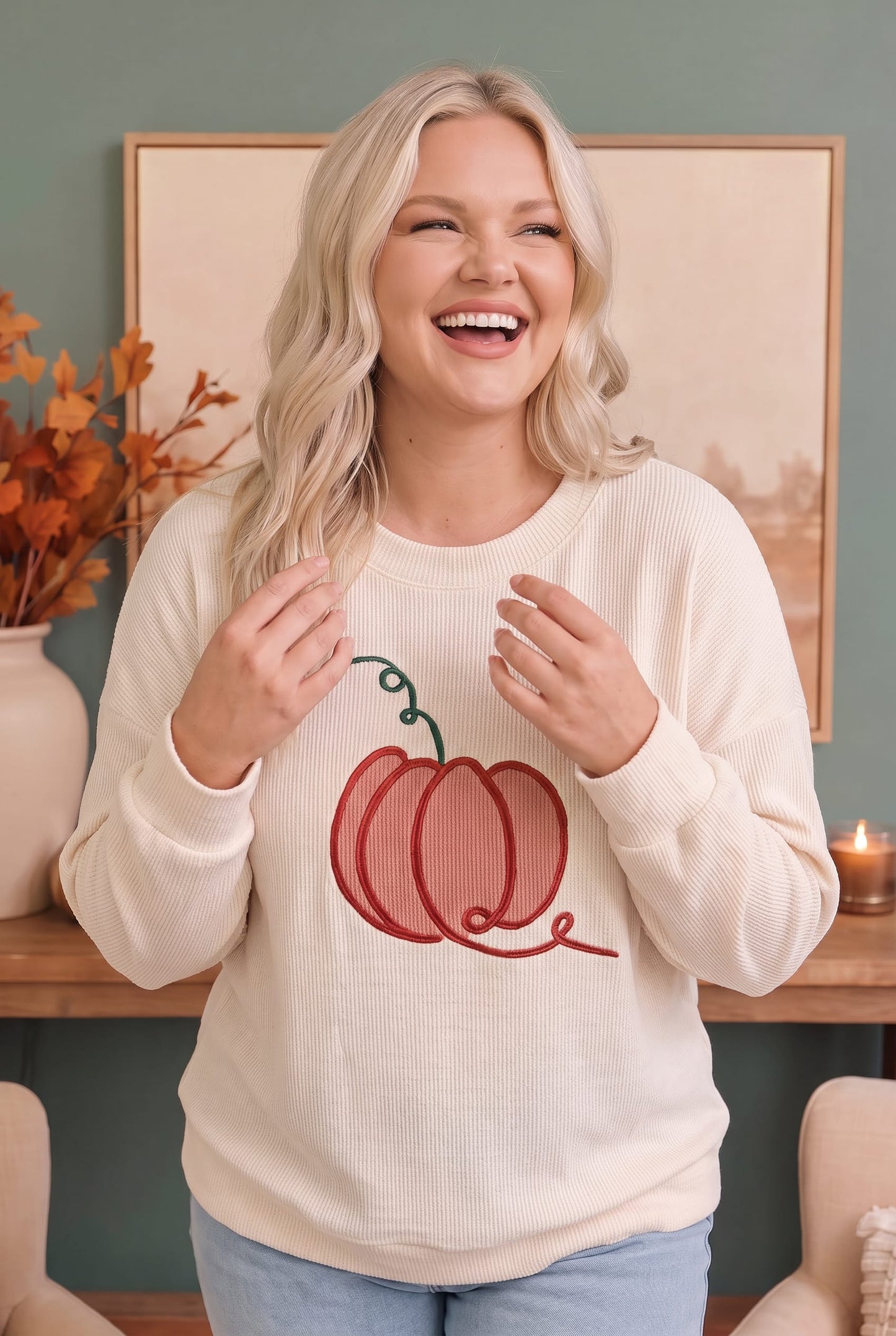 Pumpkin Patch Corded Sweatshirt