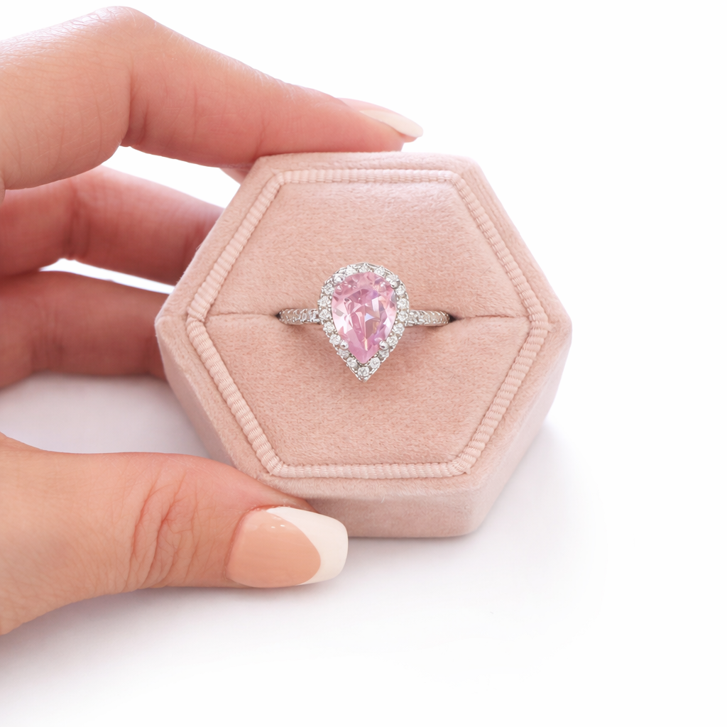 Francesca Pear Stone Ring-Pink