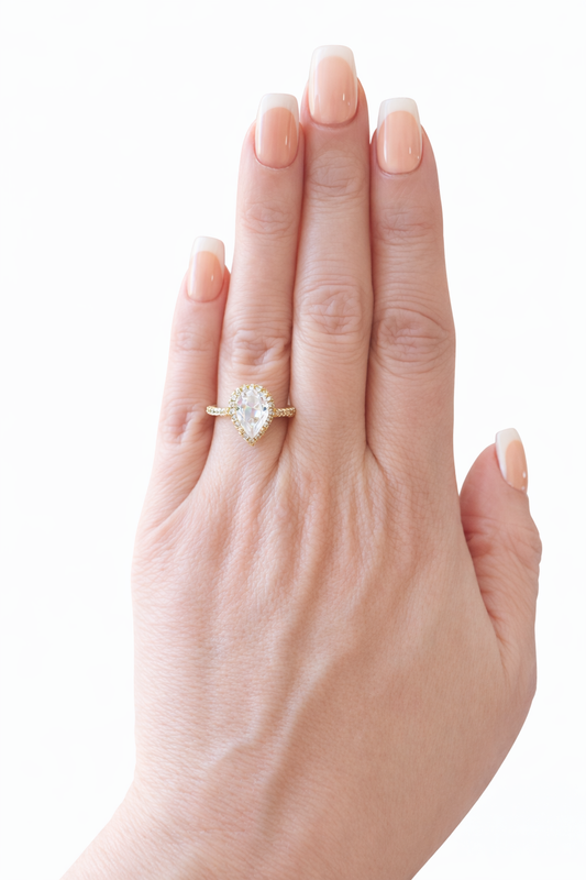Francesca Pear Stone Ring-Gold