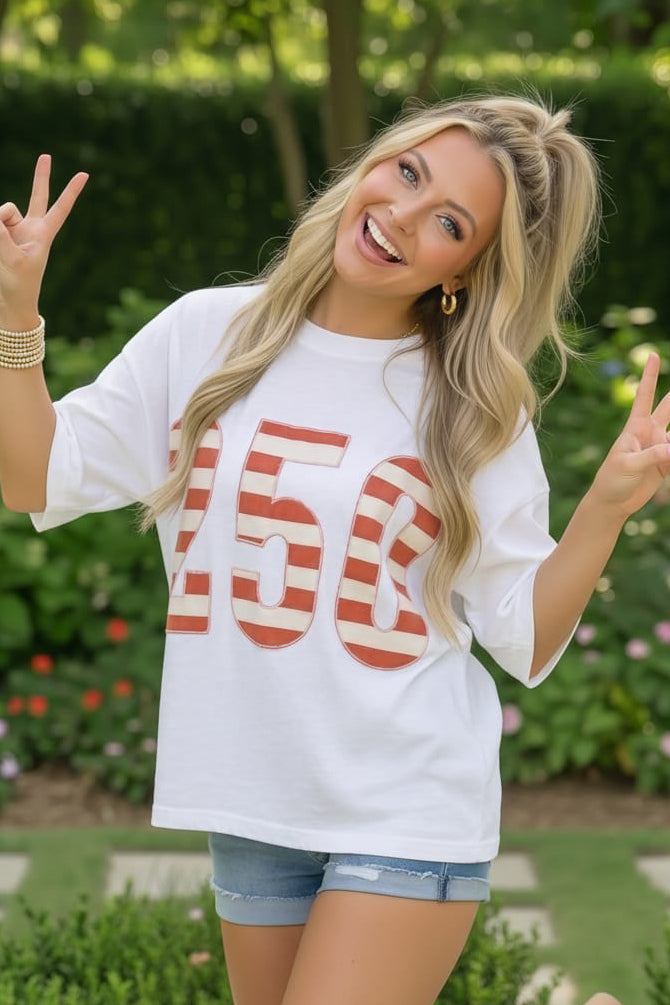 White Stars and Stripes '250' Top