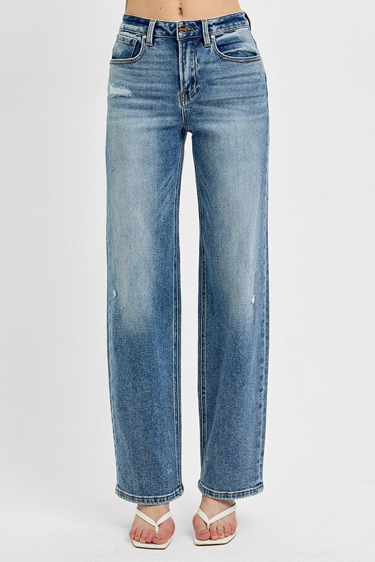Distressed Wide Leg Jeans Plus Size